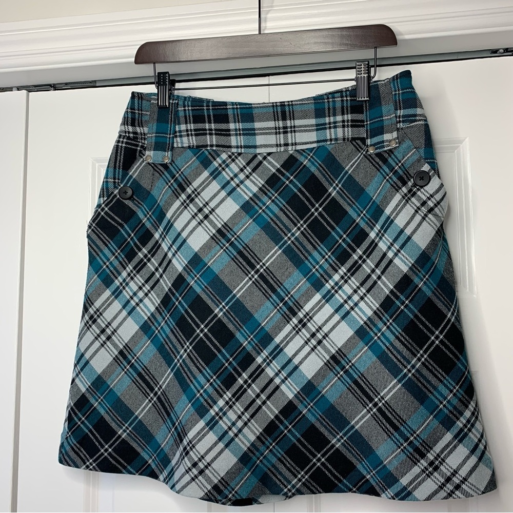 Reitmans Checkered Mini Skirt Teal and Black Women’s Size US 8P